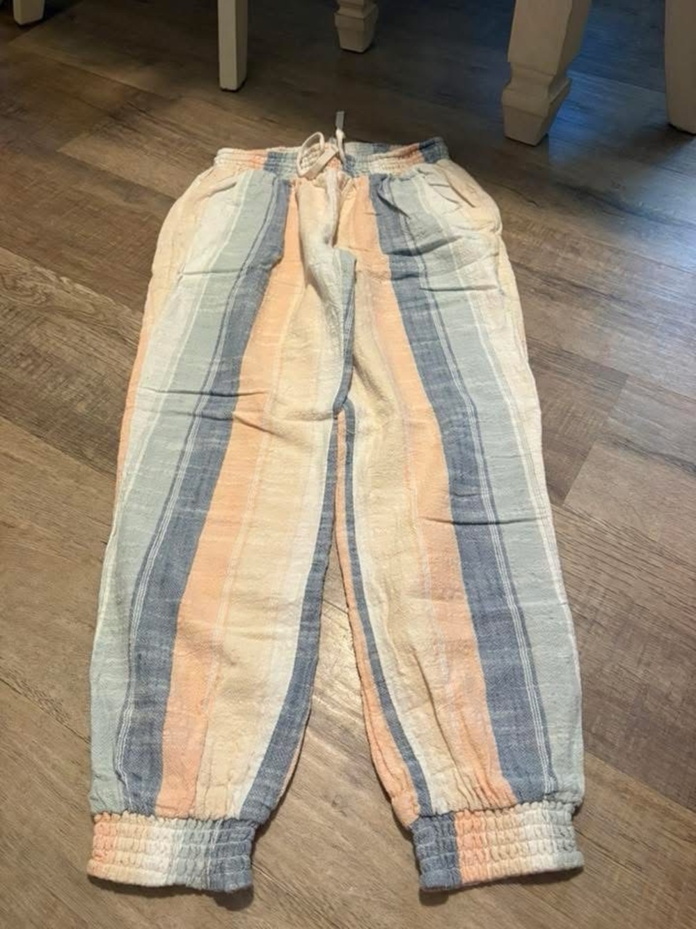 Billabong Pastel Striped Drawstring Pants - Peach, Blue, Cream
